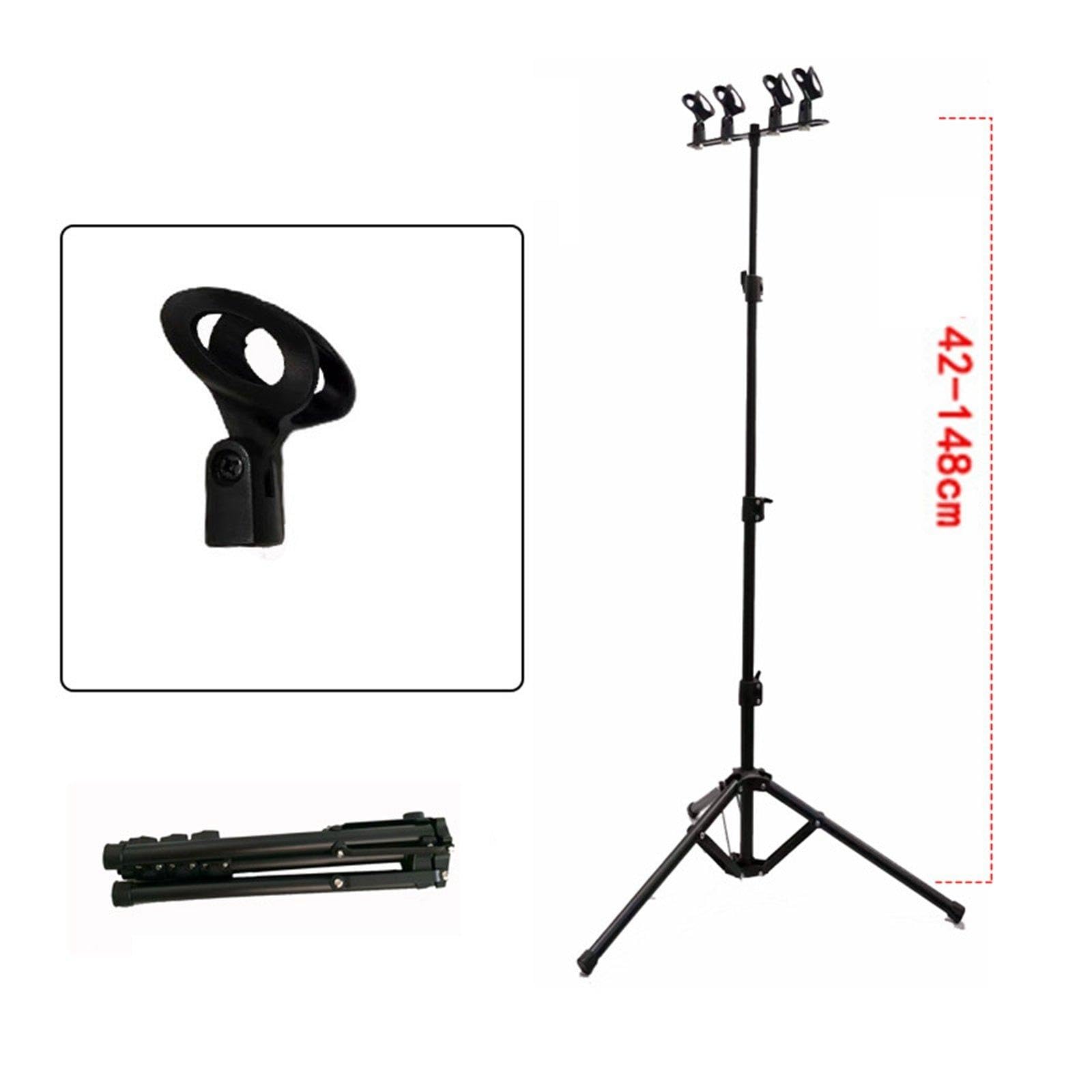 Supporto per Microfono Professionale Da Pavimento in Lega di Alluminio Ad Alta Resistenza, in di Sostenere 4 Microfoni per Studio, da 42 cm a 148 cm