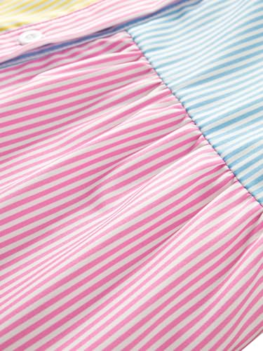 Toddler Little Girl's Shirt Dress Striped Color Block Button Down Short Sleeve Dresses Size 1-84