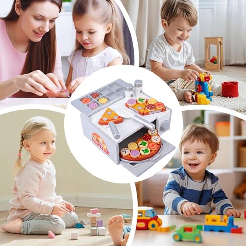 Jouet à pizza en bois activité éducative coordination main enfant