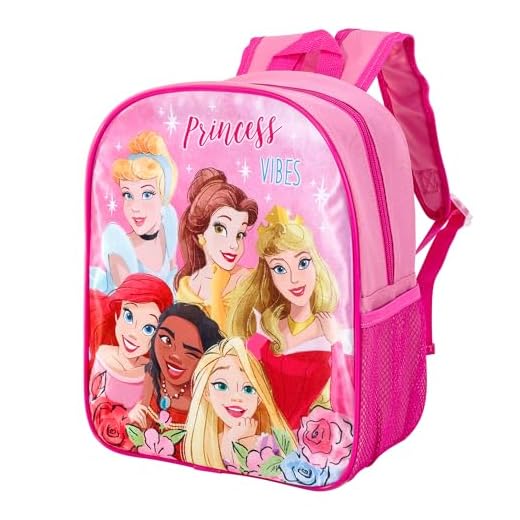 Mochila de princesa Disney para niños, mochila de primera calidad, con personajes para niñas, bolsa de transporte con correas ajustables para el hombro, rosa, M