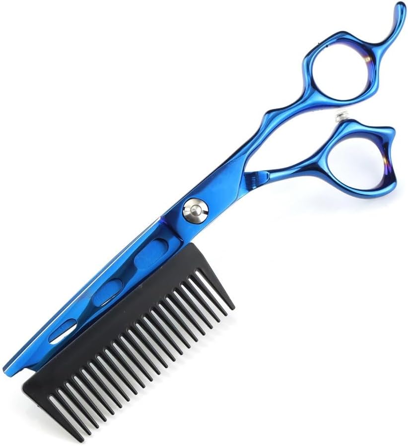 Hair Cutting Scissors 6 Inch Professional JP440c Steel Blue 2 In 1 With Comb Haircut Thinning Barber Shears Hairdressing(Cutting Scisssor)