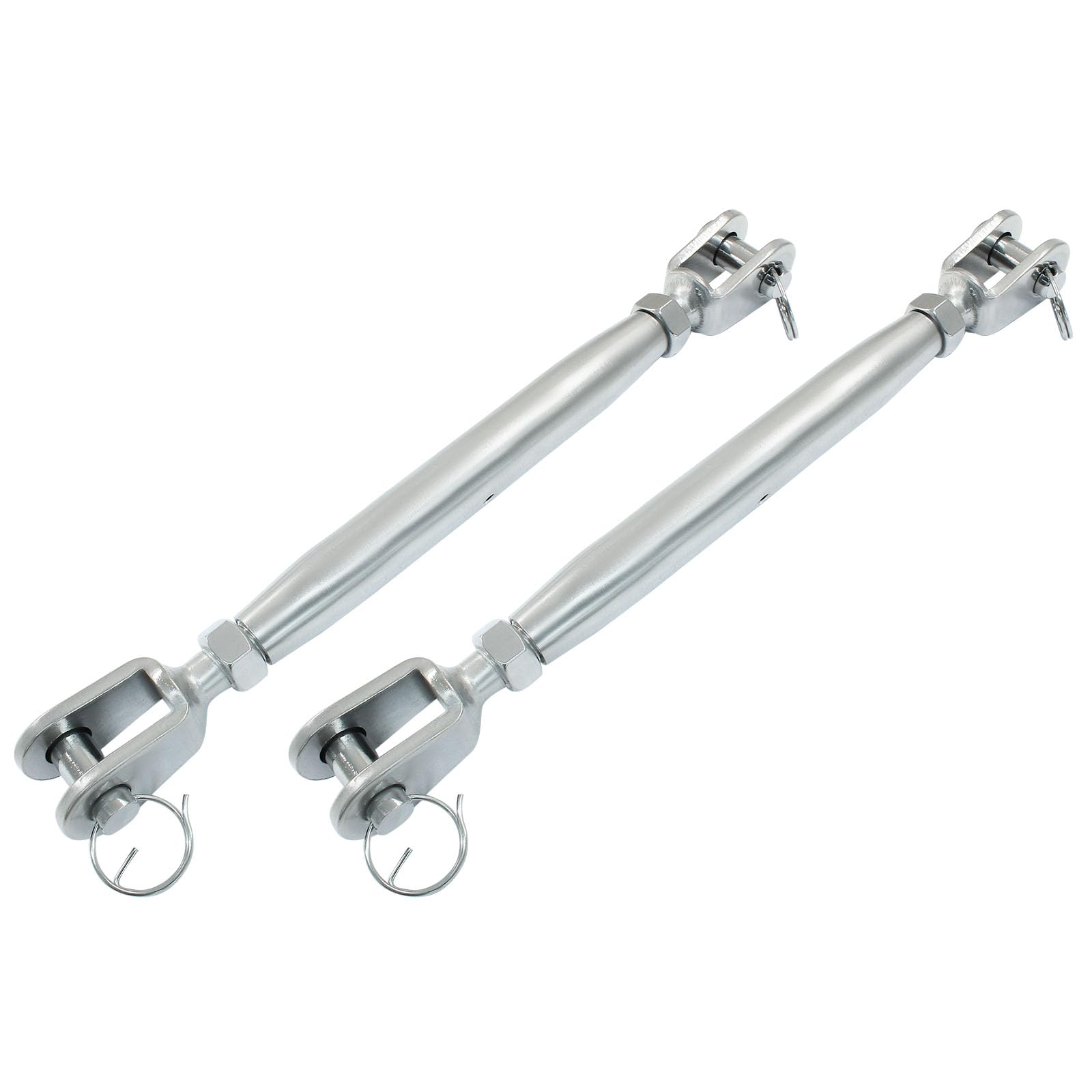 2 tenditori in acciaio inox, ganasce M14, corpo chiuso, ganasce e ganasce, tenditori per cavi