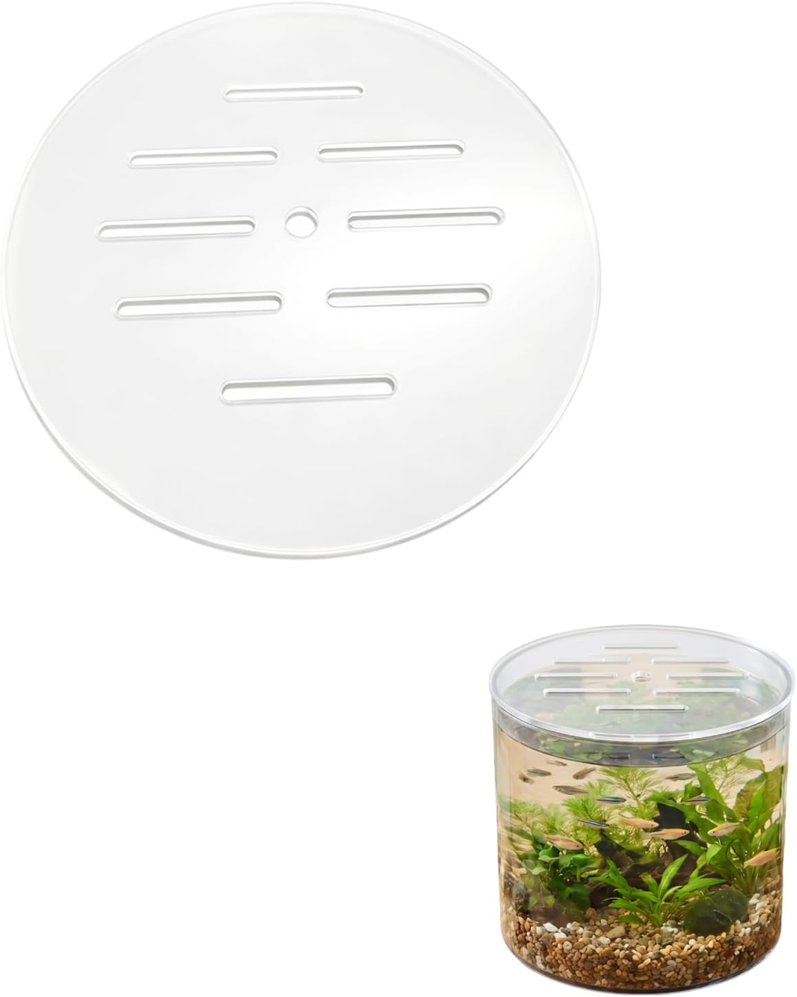 Acrylic Round Aquarium Lid with Filter Hole ,Cat Proof Fish Tank Cover | Durable and breathable acrylic mesh lid prevents fish, reptiles, shrimp, and turtles from jumping out of the tank.