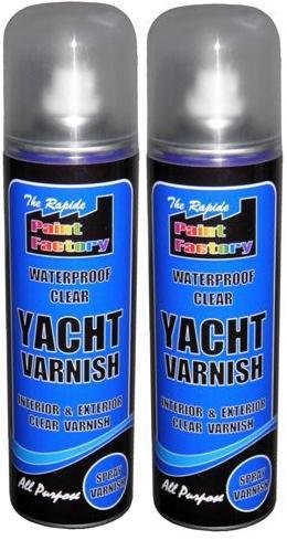 2 X 250ML WATERPROOF CLEAR YACHT VARNISH SPRAY PAINT NO CFCS INTERIOR EXTERIOR