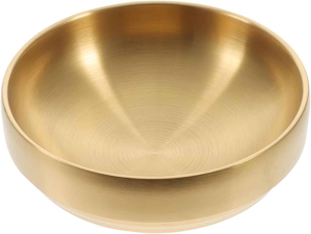 CALLARON Stainless Steel Bowls 34oz - Large Gold Serving Bowl, Kitchen Decorative Golden Bowl for Salad, Mixing, Soup, Pasta, Fruit, Baking, Cereal, Desserts, Dishwasher Safe, 7.5 x 6.5 inch