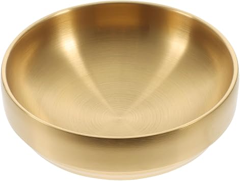 CALLARON Stainless Steel Bowls 34oz - Large Gold Serving Bowl, Kitchen Decorative Golden Bowl for Salad, Mixing, Soup, Pasta, Fruit, Baking, Cereal, Desserts, Dishwasher Safe, 7.5 x 6.5 inch