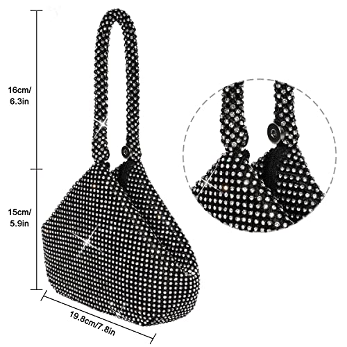 Image of Women's Evening Bag- Upgraded Larger Size Full Rhinestones Bling Wrist Clutch Purse for Party Wedding Date Night
