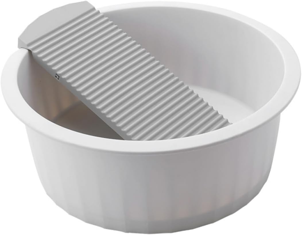 Uonlytech Thickened Plastic Washboard Basin for Laundry Clothes Hand Washing Washtub with Washboard Household Portable Cloth Washing Tub