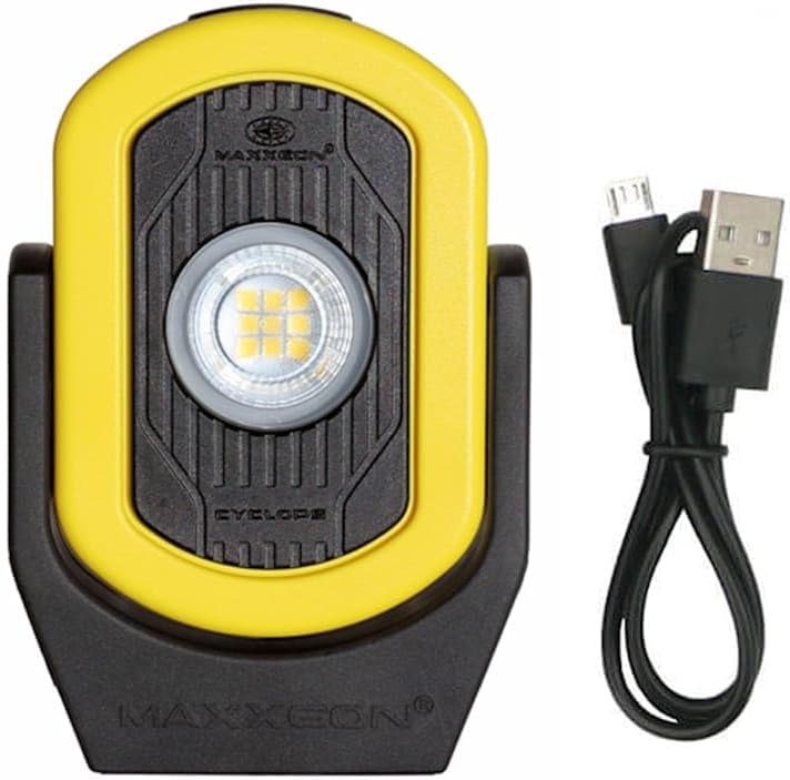 Maxxeon MXN00812 - Workstar 812 CYCLOPS Rechargeable Work Light, 6' Drop Test, IP64, 3 Hours, HiViz Yellow