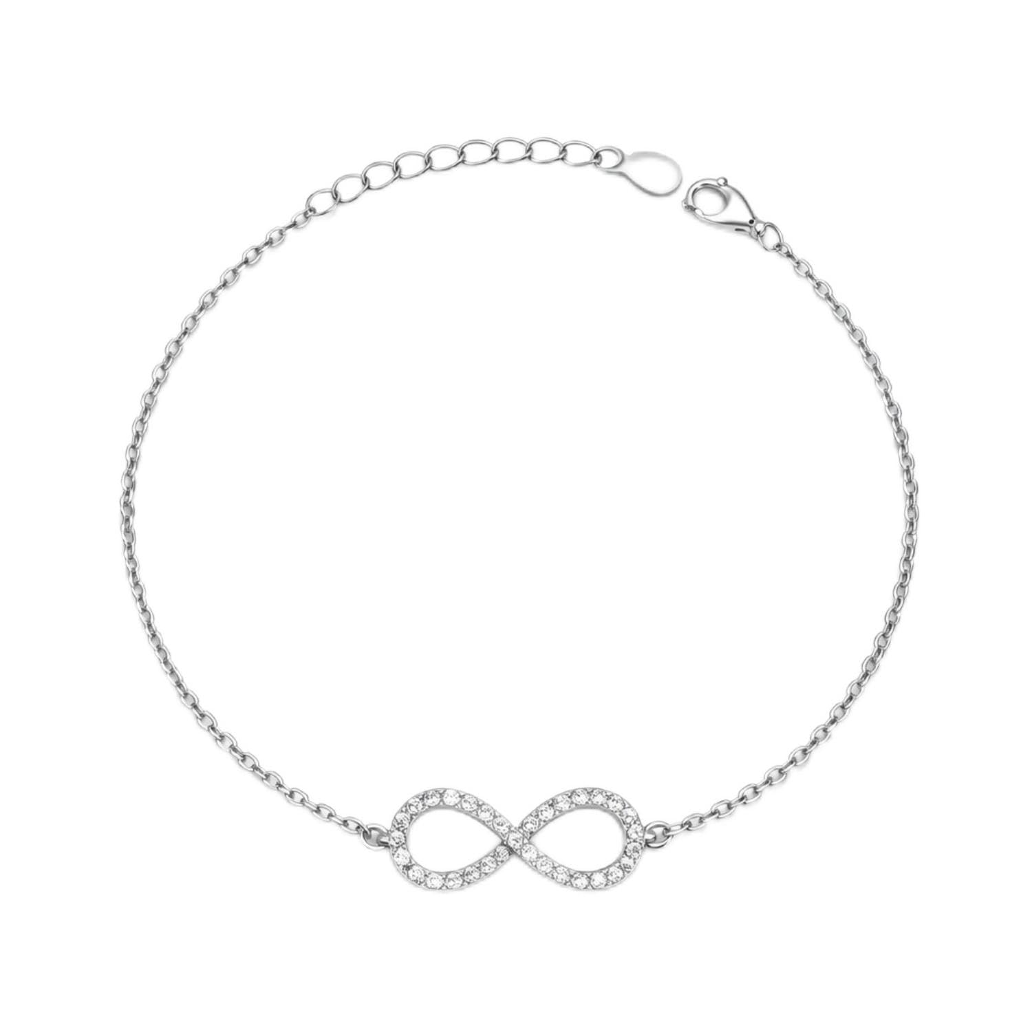 925 Pure Sterling Silver Infinity Bracelet for Women with Cubic Zirconia Pave Design Rhodium Plated Adjustable Cable Chain BIS Hallmarked Lightweight Elegant Jewelry Every day Office Party Gift Wear-picture-24