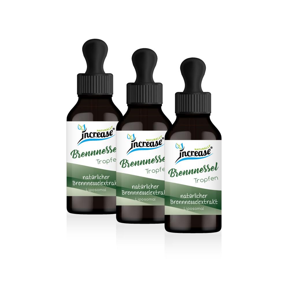 Nimm 3, zahl 2 Aktion Liposomale Brennnessel Tropfen hochdosiert - 2000mg Brennnessel pro Tag (180.000mg in 3 Flaschen) - MCT Öl C8 & C10
