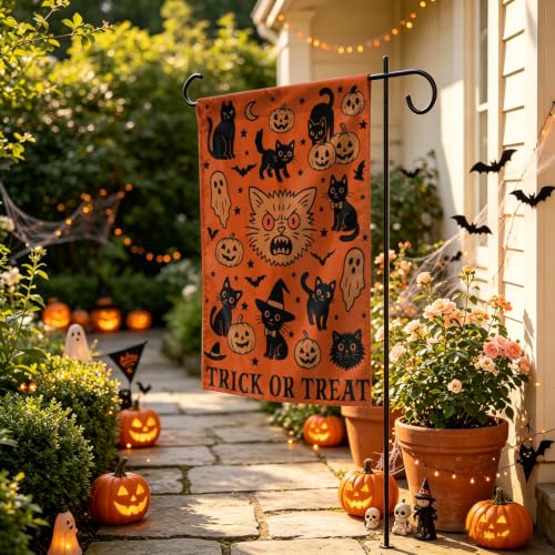 Black Cat Pumpkin Halloween Garden Flag 12x18 Inch Trick or Treat Yard Flag - image 3