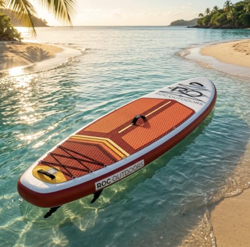 Image of Roc Inflatable Stand Up Paddle Board 10' 6 inch with Premium SUP Paddle Board Accessories, Wide Stable Design, Non-Slip Comfort Deck for Youth & Adults