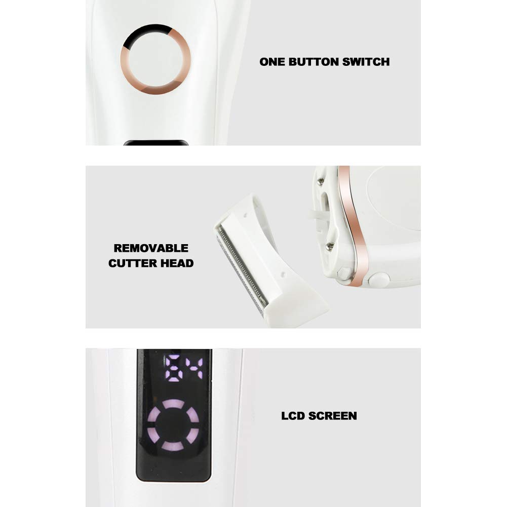 Elektrorasierer für Frauen, kabelloser USB-Akku-Haarentferner mit 3 Klingen und schmerzfreiem Rasierer mit LED-Anzeige für Gesicht, Beine und Achsel