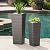 roomfitters Wicker Outdoor Flower Pots, Set of 2, Tall Planters Woven Resin Square Design for Garden and Patio Decor, Grey