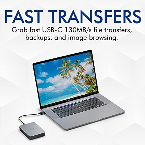 Image of LaCie Mobile Drive 4TB External Hard Drive Portable HDD, USB-C 3.2, for PC and Mac, with Adobe All Apps Plan and Rescue Services, Moon Silver | Portable HDD with 25% recycled materials, one-click backup. Adobe CC trial included. 3-Year Warranty + 3-Year Rescue