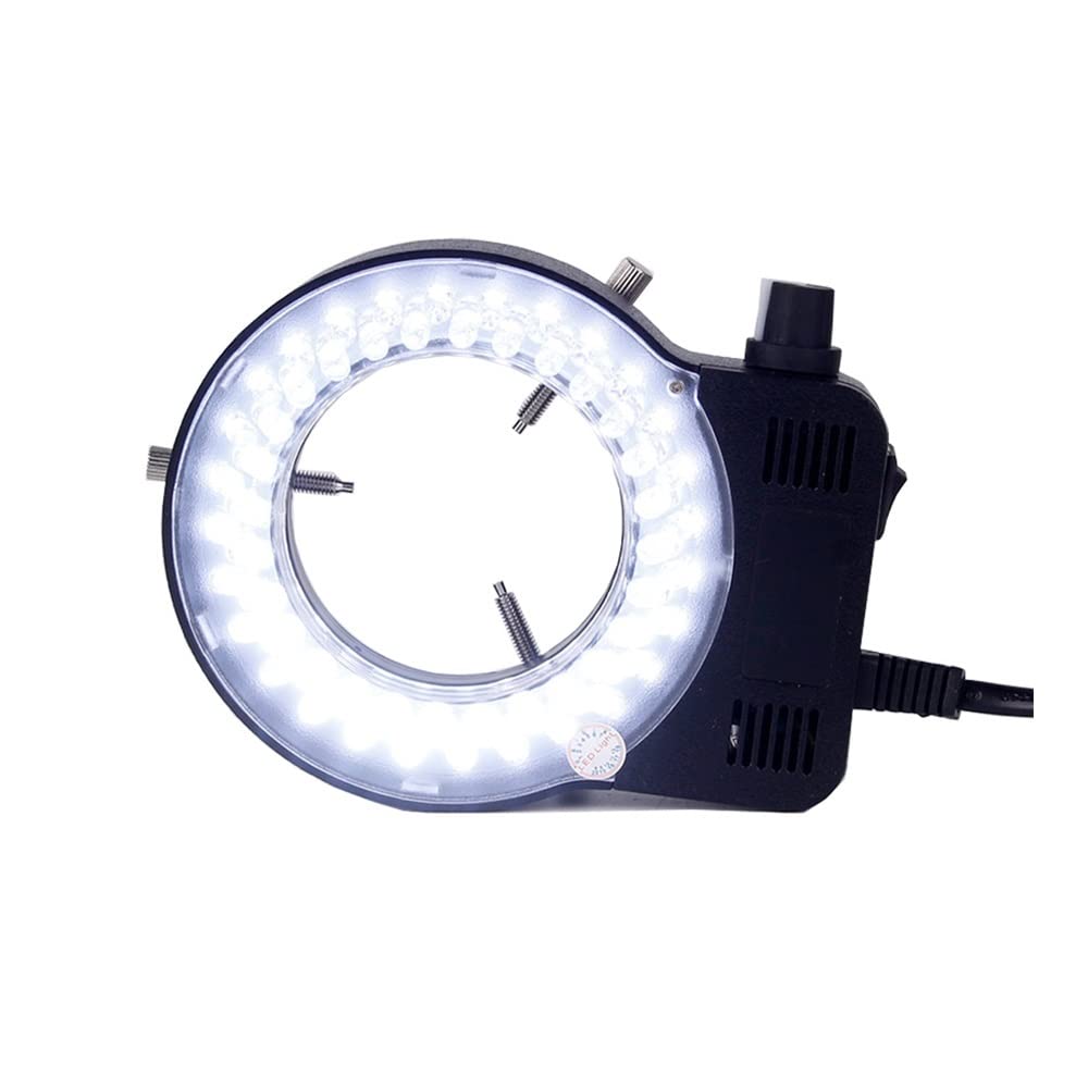 Microscope 56 LED Adjustable Ring Light Illuminator Lamp Black White for Stereo Microscope Industrial Camera Magnifier 90V-260V Adapter(Black)