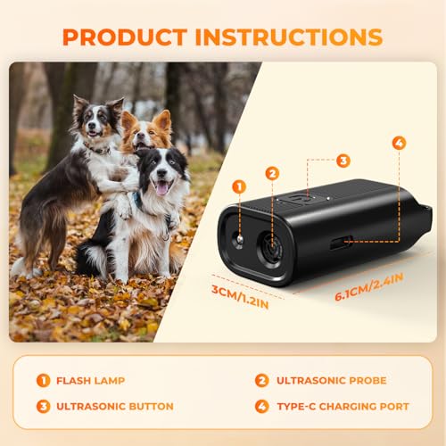 Bubbacare Antibell Ultraschall Gerät, Handgerät Anti Bell Gerät Hunde, Leistungsstark Hunde Bellen Stoppen mit LED, Antibell für Drinnen Draußen, Anti Hund Bellen für Kleine Mittel Große Hund