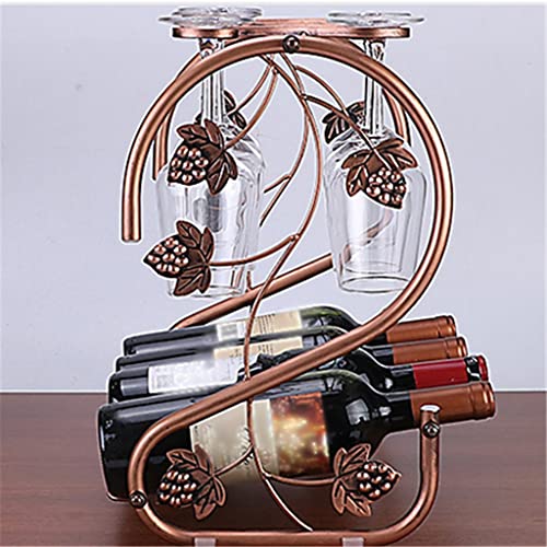 Soporte para botellas de vino metal y madera miniatura 3
