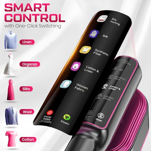 Image of Travel Steamer for Clothes, 1200W Portable Steamer & Iron 2 in 1, Handheld Garment Steamer with 10s Fast Heatup, 5 Modes LED Touch Display, Large Ceramic Panel & 110ml Tank for Home and Travel