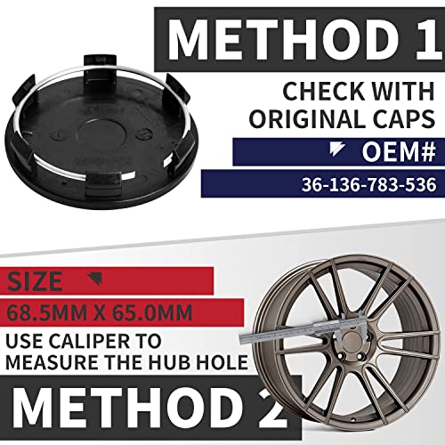 Kitspro 2.7Inch 68Mm Wheel Center Caps For Bmw 3 Series 4 Series 5 Series X Serires Z Series Rim Hub Caps 3613 6783 536, Pack Of 4 (Gloss Black, Outer 69Mm, Inner 65Mm) #TOP2