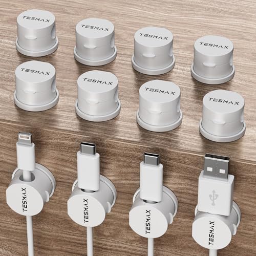 Magnetic Cable Clips 360° Rotation Cord Holder, 12 Pack Cord Organizer 1s Lock Cable Smooth Adjustable Desk Organizers and Accessories, Adhesive Cord Clips for Nightstand,Phone,Wall,Car,Home Office