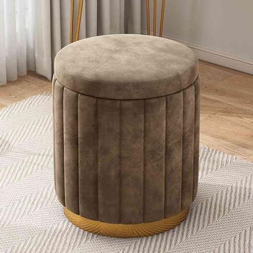 Elegante taburete otomano redondo de terciopelo bajo – Mueble creativo y moderno para dormitorio, sala de estar, entrada, oficina – Bonito otomano redondo de terciopelo (B)