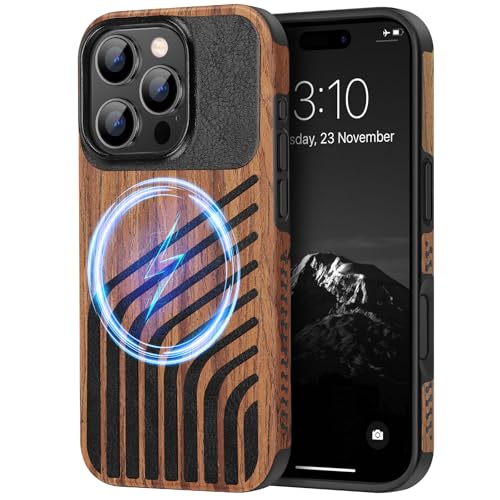 Coque iPhone 16 Pro Max TENDLIN Bois et Cuir Idéal pour le Bureau et Quotidien
