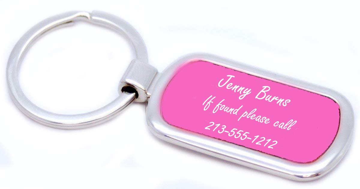 GIFTS INFINITY® Personalized Car Or House Keychain - Free Laser Engraving (Oval, Pink)