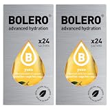 SET 48 BOLERO DA 3 GRAMMI Yuzu Preparato istantaneo polvere solubile in bustine Sticks per Bevande con Stevia e Vitamina C e Senza Zucchero ideale per fitness e diete