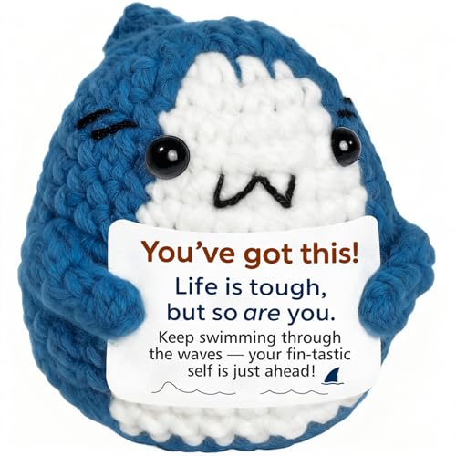 Krinisou Get Well Soon You Got This Gifts for Women Men Inspirational Motivational Encouragement Thinking of You Gift Crochet Shark Uplifting Recovery Cheer Up Gift for Friends
