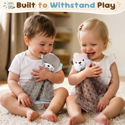 Image of Loveys for Babies,Kawaii Otter Baby Security Blanket for Newborn Infant Toddler Snuggle Toy Stuffed Animal,Lovey Prayer Otter Security Blankets Baby Unisex for Birthday(Gray Otter,12in)