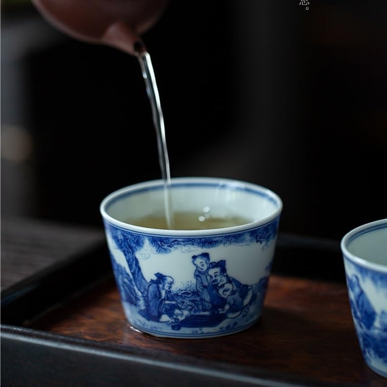 Kung Fu kubek do herbaty ręcznie malowany ceramiczny kubek do herbaty Kung Fu doniczka kubek, niebiesko-biała porcelana małe kubki do herbaty