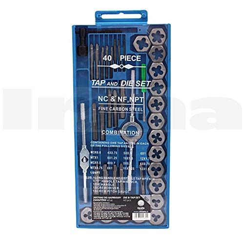 BSD Set di Maschi e Filiere Metriche 24 pezzi M3-M12 + 1/8” - Set di Maschi e Filiere HSS, Set di Maschi e Filiere per Filettatura Metrica