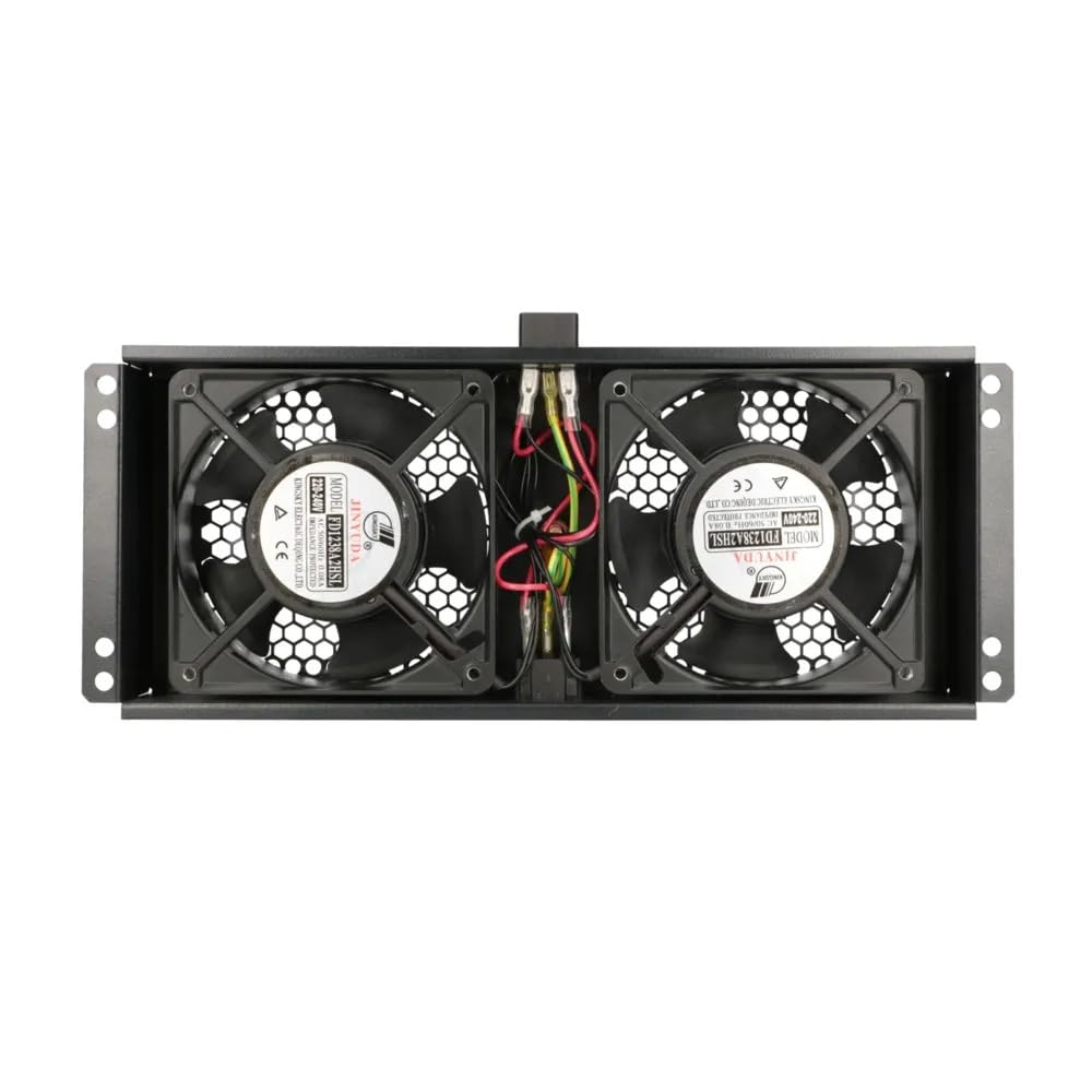 Extralink Unidad de enfriamiento con cable para termostato, 19", 2 ventiladores, para armarios rack, panel de ventilacion, 220V, Negro, ventilador