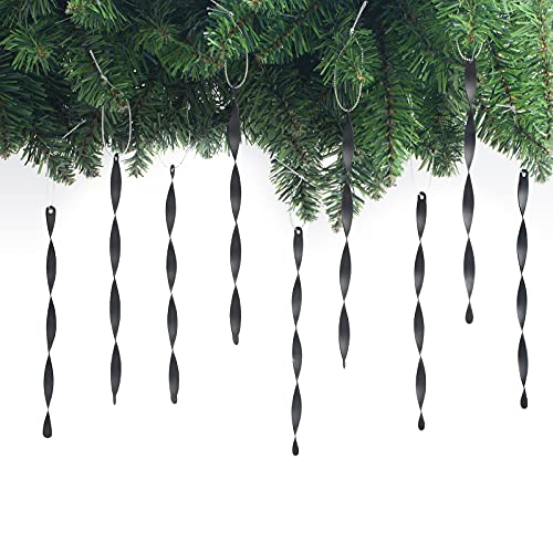 AMS Christmas Tree Ornaments Aluminum Spiral Strip Hangings for Holiday Decoration（Matte 7",Black）