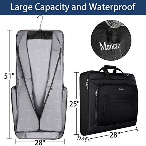 Garment Bags for Travel, Large Suit Travel Bag for Men Women with Shoulder Strap, Mancro Foldable Carry On Garment Bag… - Image 5