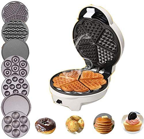 The Mini Waffle Maker Machine for Individual Waffles, Hash browns, other on the go Breakfast, Lunch, or Snacks? 7 In 1 Household Automatic Cake Machine