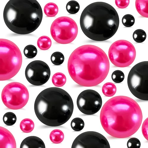 260Pcs Black and Rosered Glossy Beads for Centerpiece Decor, Artifical