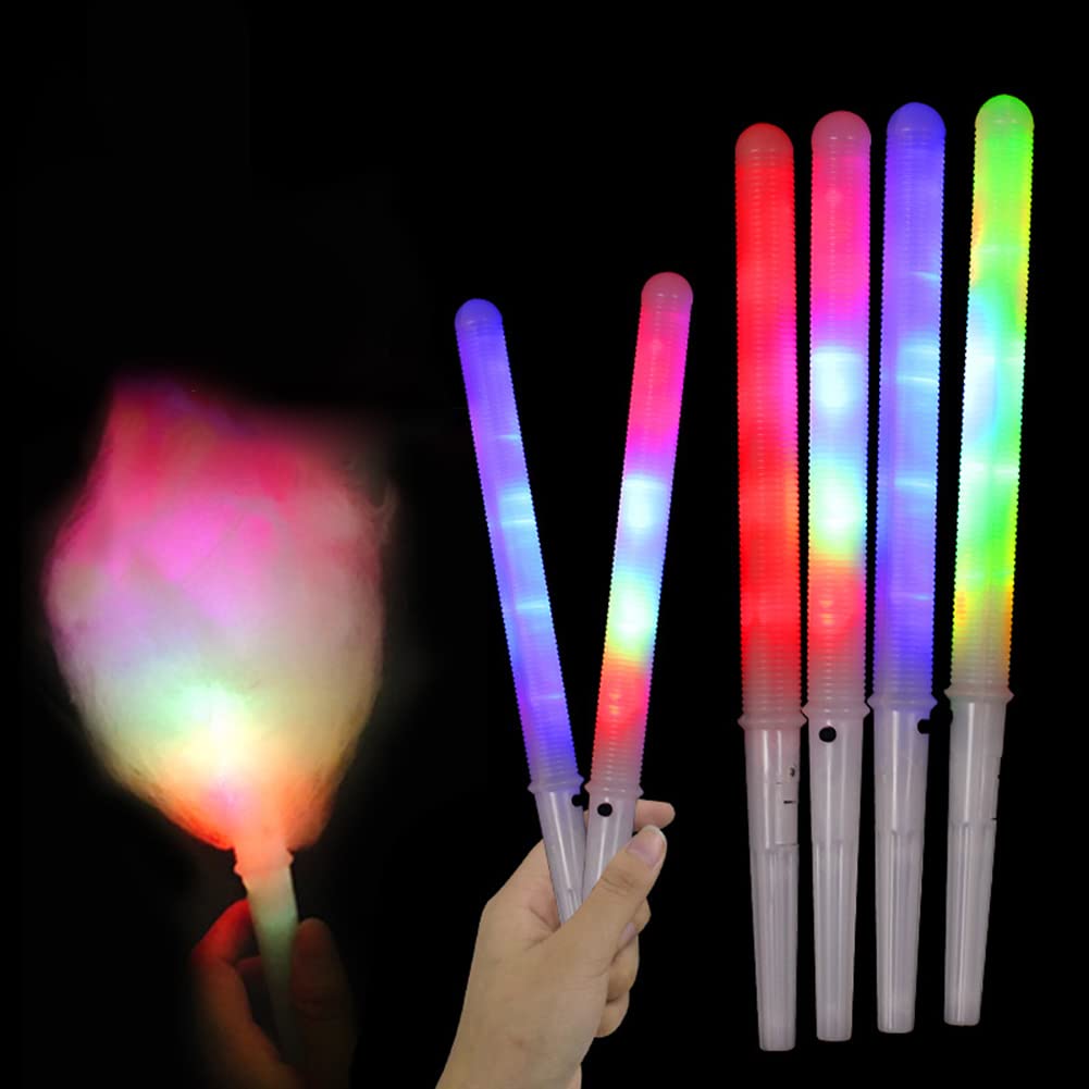 LED Glowing Sticks Light Up cones 7 Bright Colors 2 Modes V Shaped Handle with On Off Button for Parties (White)
