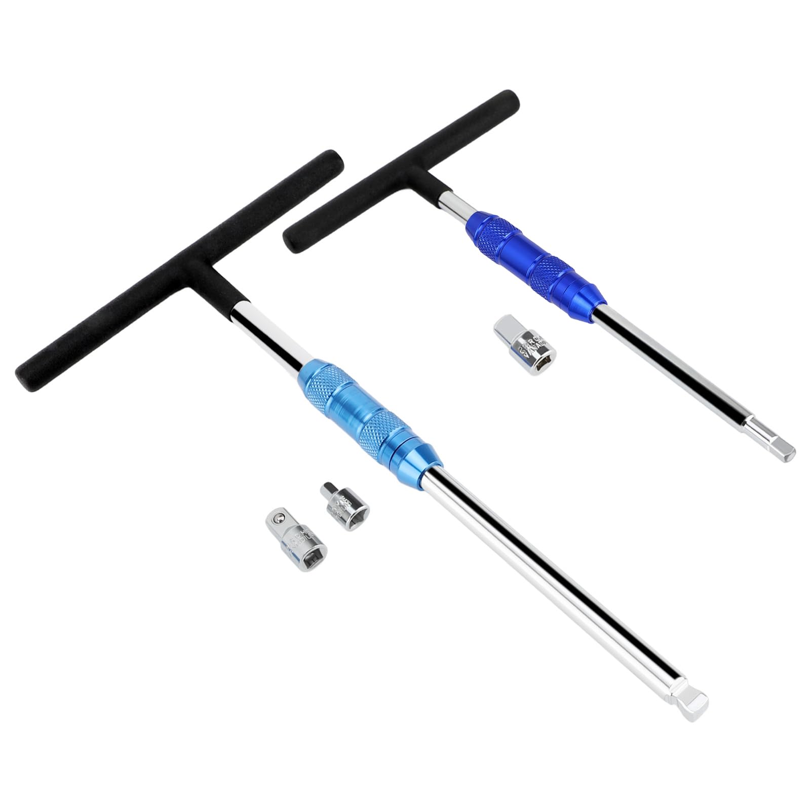 Llave de mango en T, juego de llaves en T, 2 llaves, adaptador de velocidad ajustable de 2 vías de 1/4 a 3/8 pulgadas, 3/8 a 1/2 pulgadas, 3/8 a 1/4 pulgadas, para varios trabajos mecánicos