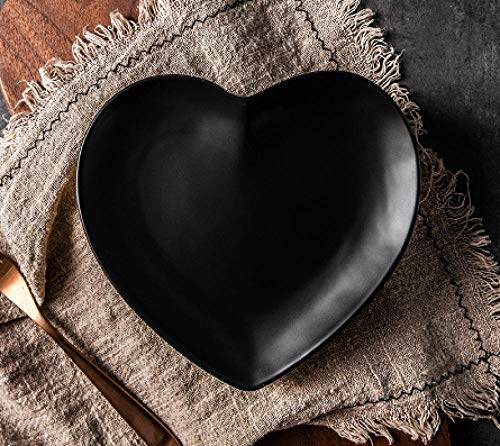 LMMJYF 10.5 Pollici Northern European Heart a Forma di Piatti ceramici creativi Piatti per la casa-Nero Opaco da 7,5 Pollici_1 Articolo