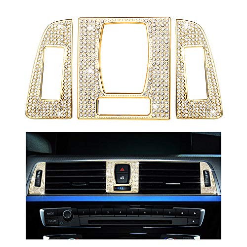 1797 Compatible AC Vents Caps for BMW Accessories Parts Bling Air Conditioning Covers Decal Interior Decorations 2 3 4 Series M2 M3 M4 F22 F30 G20 F32 F87 F80 F82 xDrive AWD Women Men Crystal Gold