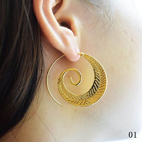 Pendientes con hojas en espiral de estilo bohemio de Niceyo