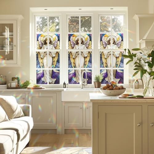 Película decorativa para ventana con diseño de vitrales y ángel miniatura 2