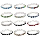 ZAKIA 12pcs Elastic Crystal Toe Ring Mixed Color Wholesale Lot Body Jewelry Pack (Mixed Colors)