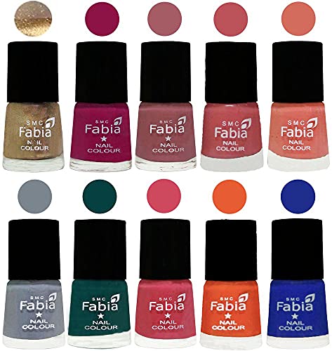Image of ALL IN ONE (PACK OF 10), Long Lasting Glossy Nail Polish, 6 ml Each, All Vibrant Colours,01938