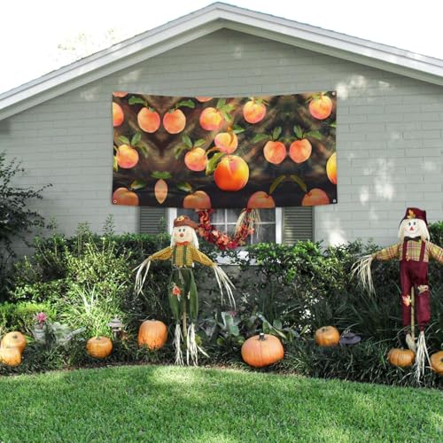 MINDBBDFJ Colorful Peach Print Banners And Signs For Outdoor/Indoor,Personalized Banner Customizable Parties Halloween Banner (180x90cm)3