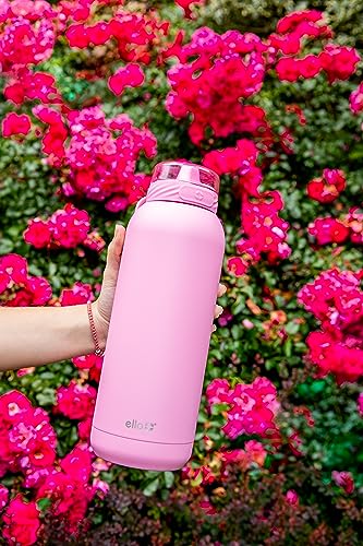 Image of Ello Cooper 40oz Stainless Steel Water Bottle with Straw and Carry Handle, Double Walled and Vacuum Insulated Metal, Leak Proof Locking Lid with Soft Silicone Spout, Reusable, BPA Free, Bubblegum