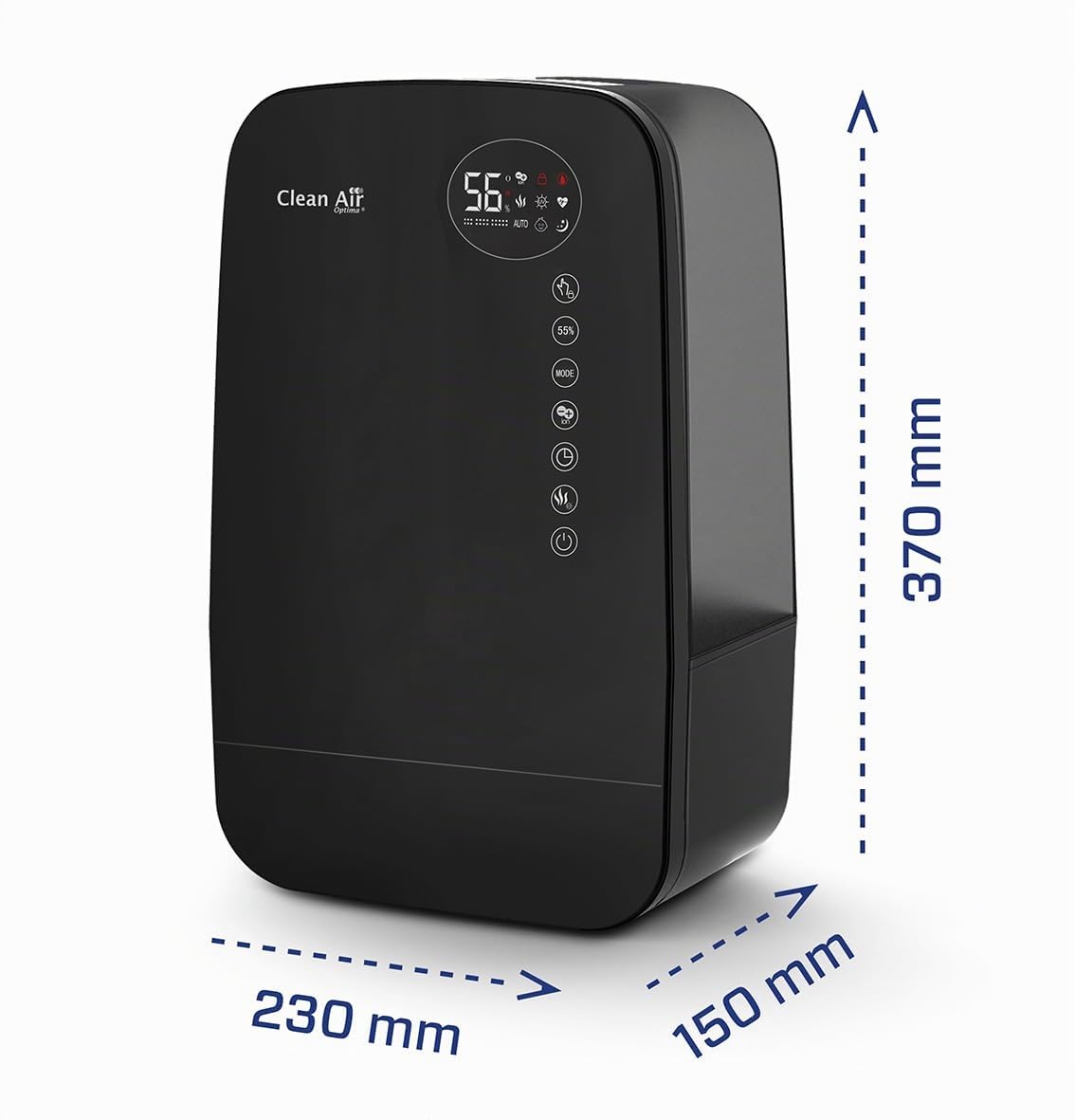 Clean Air Optima - Umidificatore ad ultrasuoni + ionizzatore CA-607B - Adatto per ambienti piccoli e grandi fino a 65 m²/160 m³ - Capacità di umidificazione max. 480 ml/h